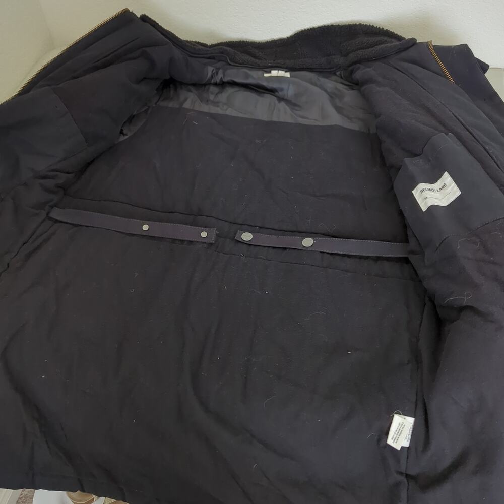 Helmut Lang Jacket Black XL Winter Coat Cargo Utility Hooded Parka Heavy Long - Picture 11 of 16